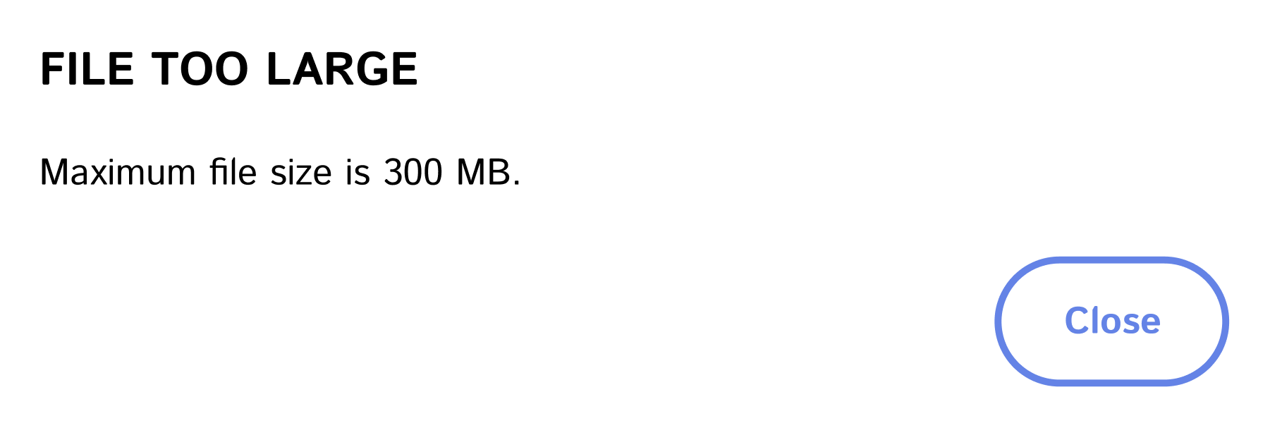 Message that file size is too large