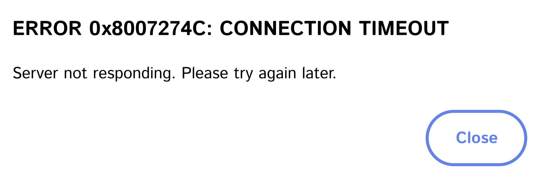 Error message about timed out connection