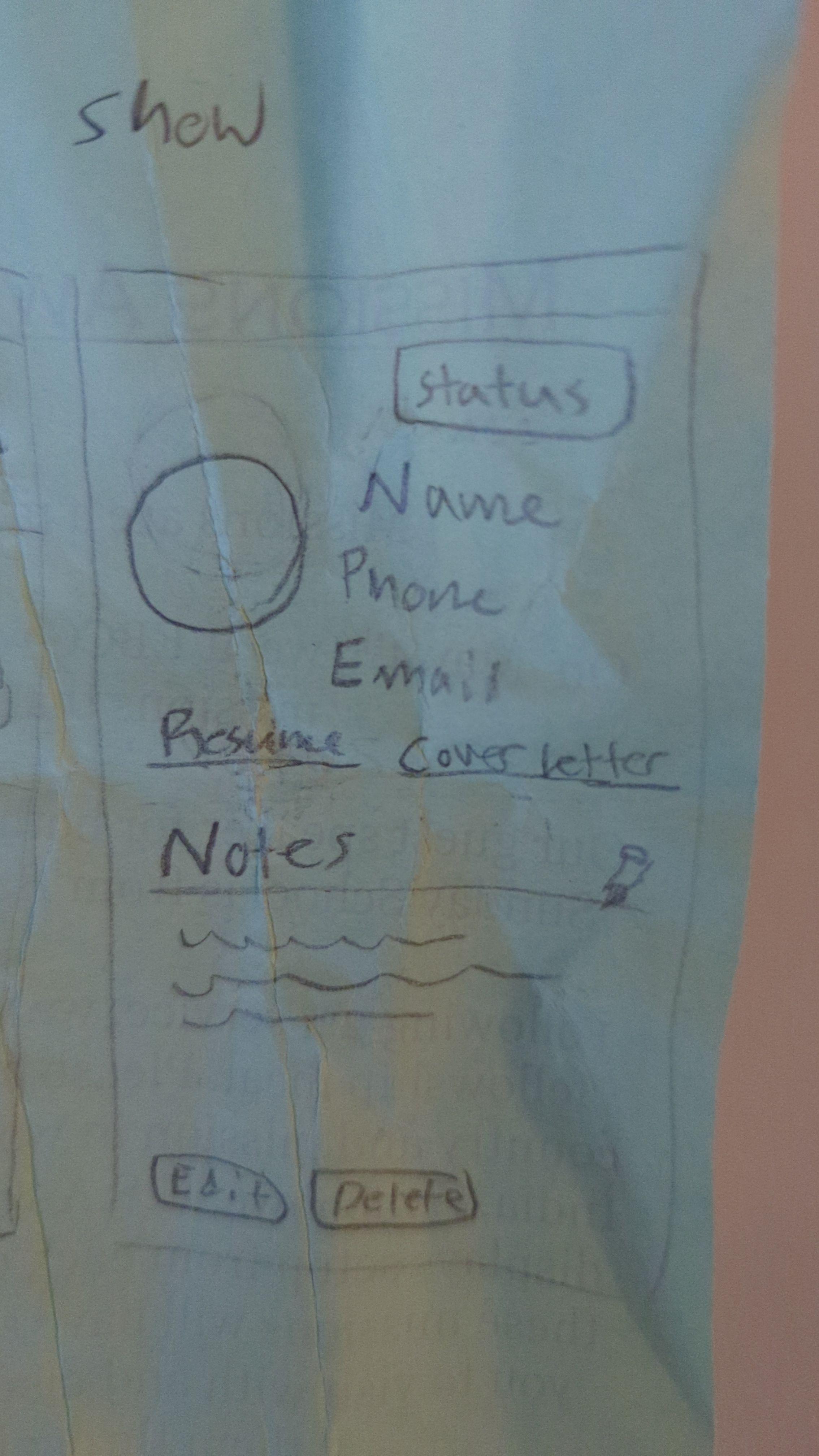 Pencil sketch for candidate details page